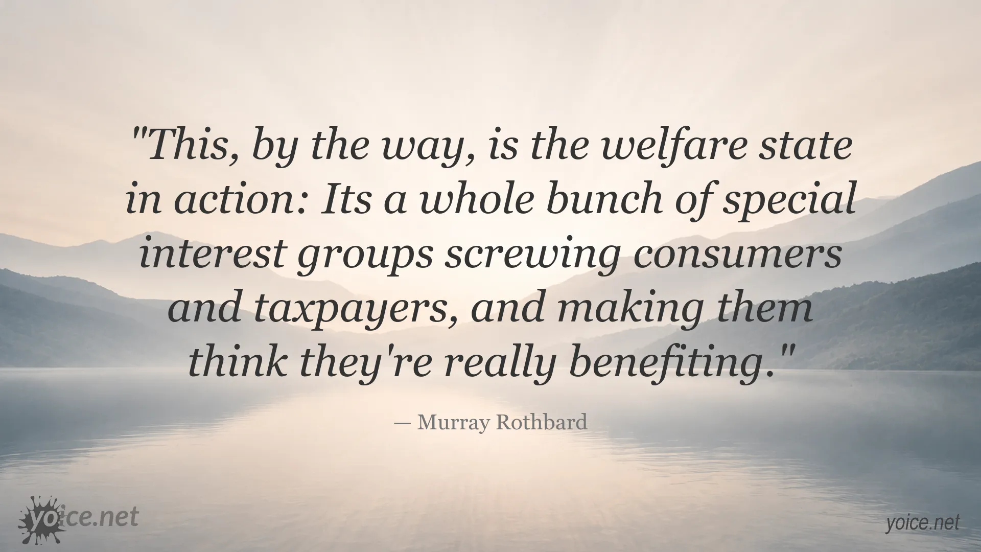 Murray Rothbard quote about the welfare state, special interest groups, consumers, and taxpayers