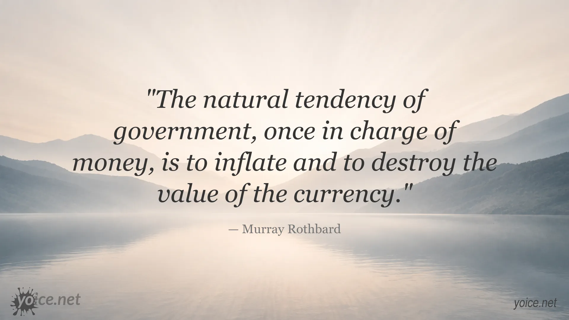 Murray Rothbard quote about government, money, inflation, and currency value