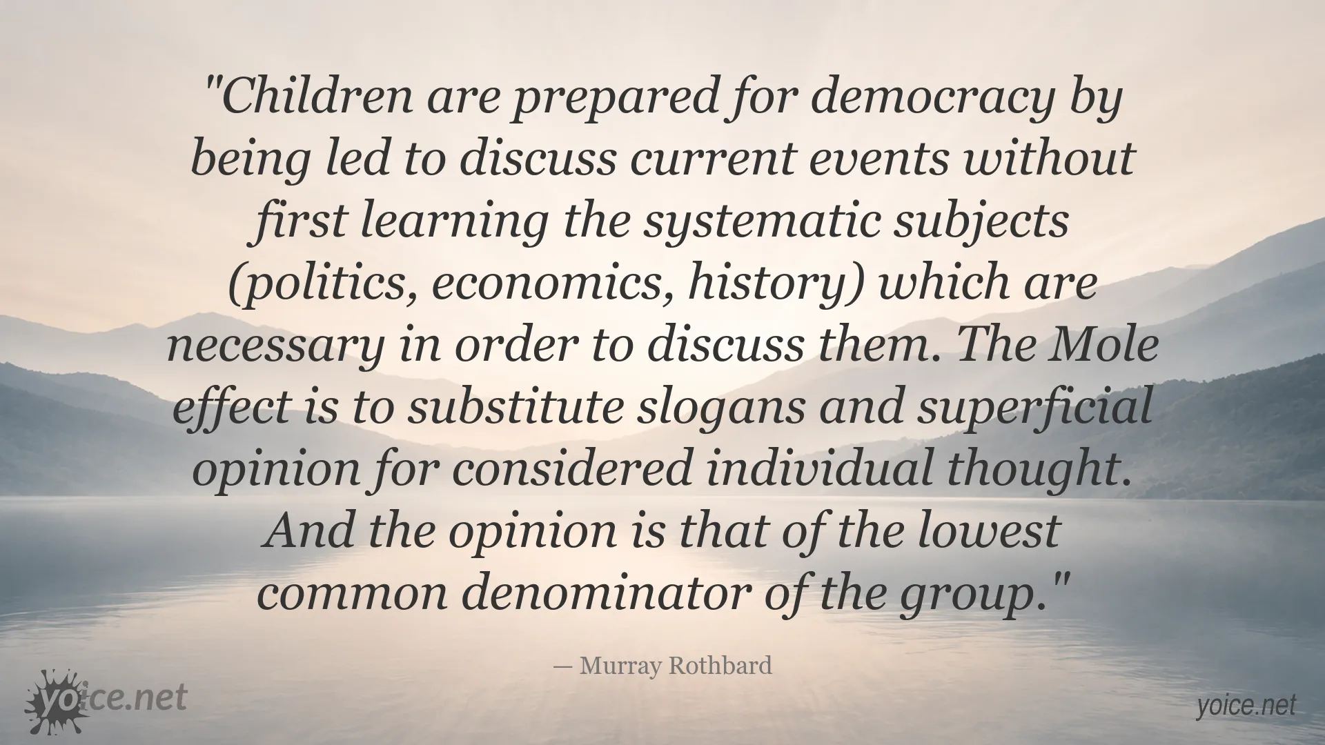 Murray Rothbard quote image about democracy and civic education