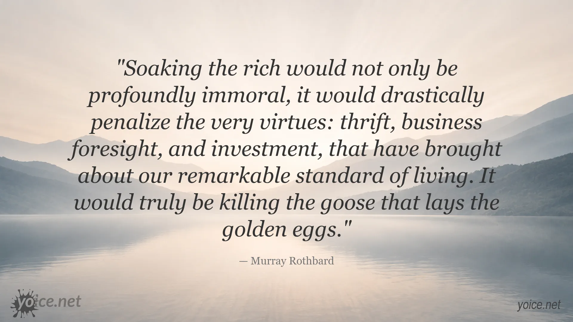 Murray Rothbard quote about wealth, taxation, thrift, and investment
