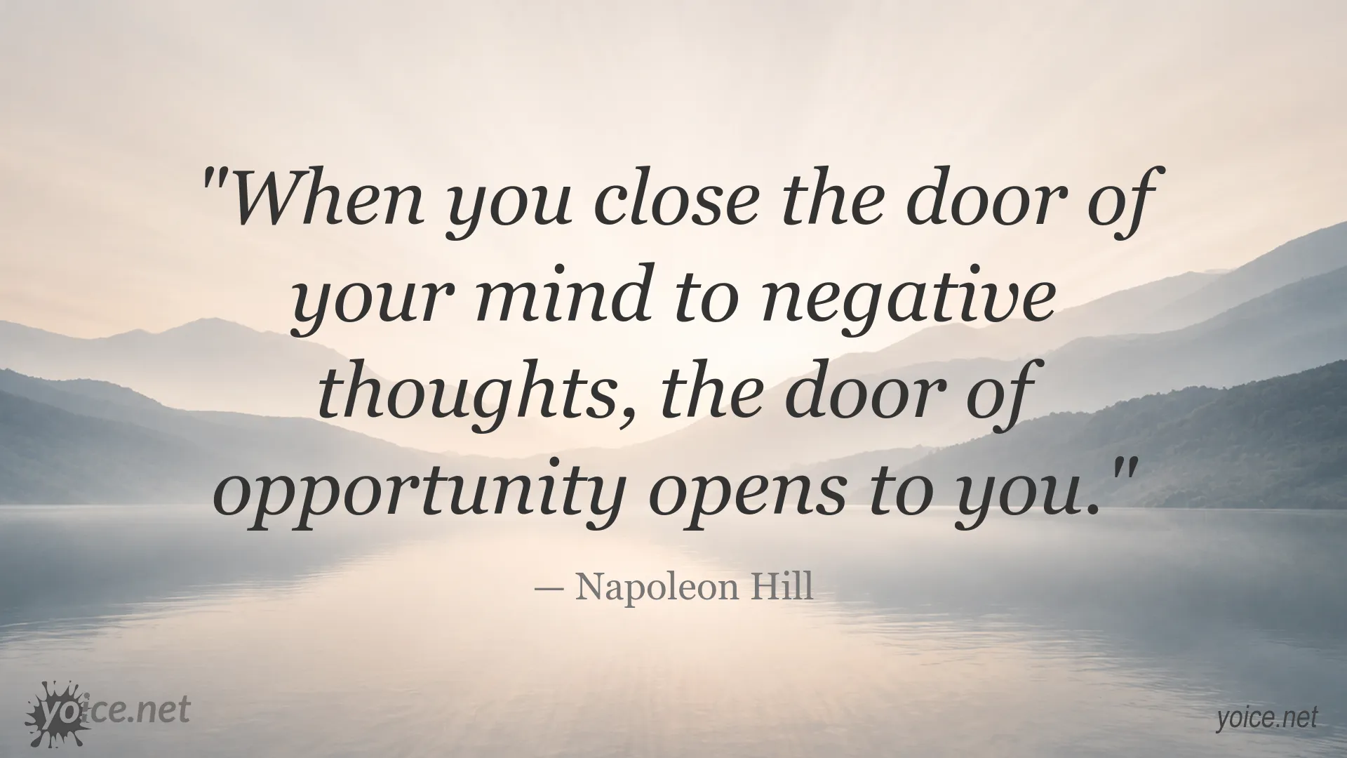 Napoleon Hill quote image about positive thoughts and opportunities