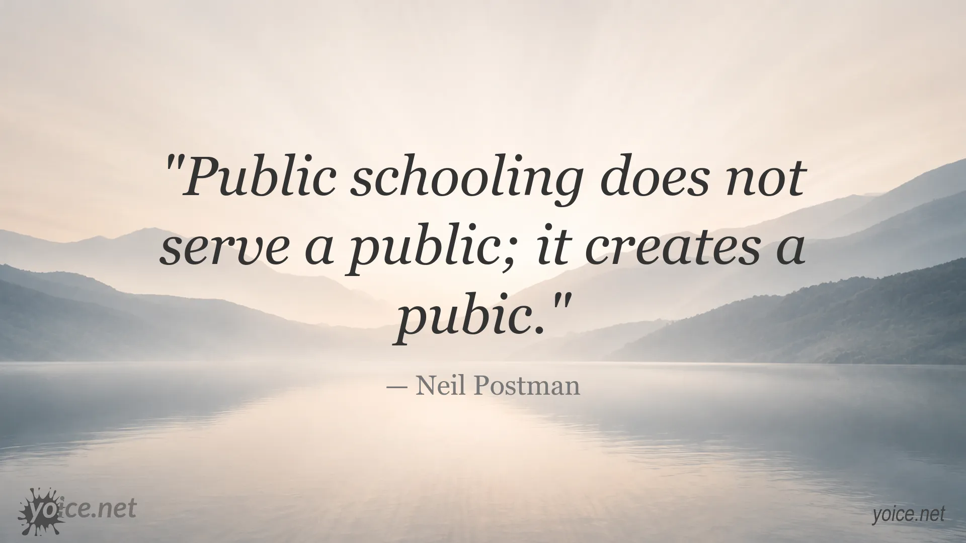 Neil Postman quote about public schooling and its role