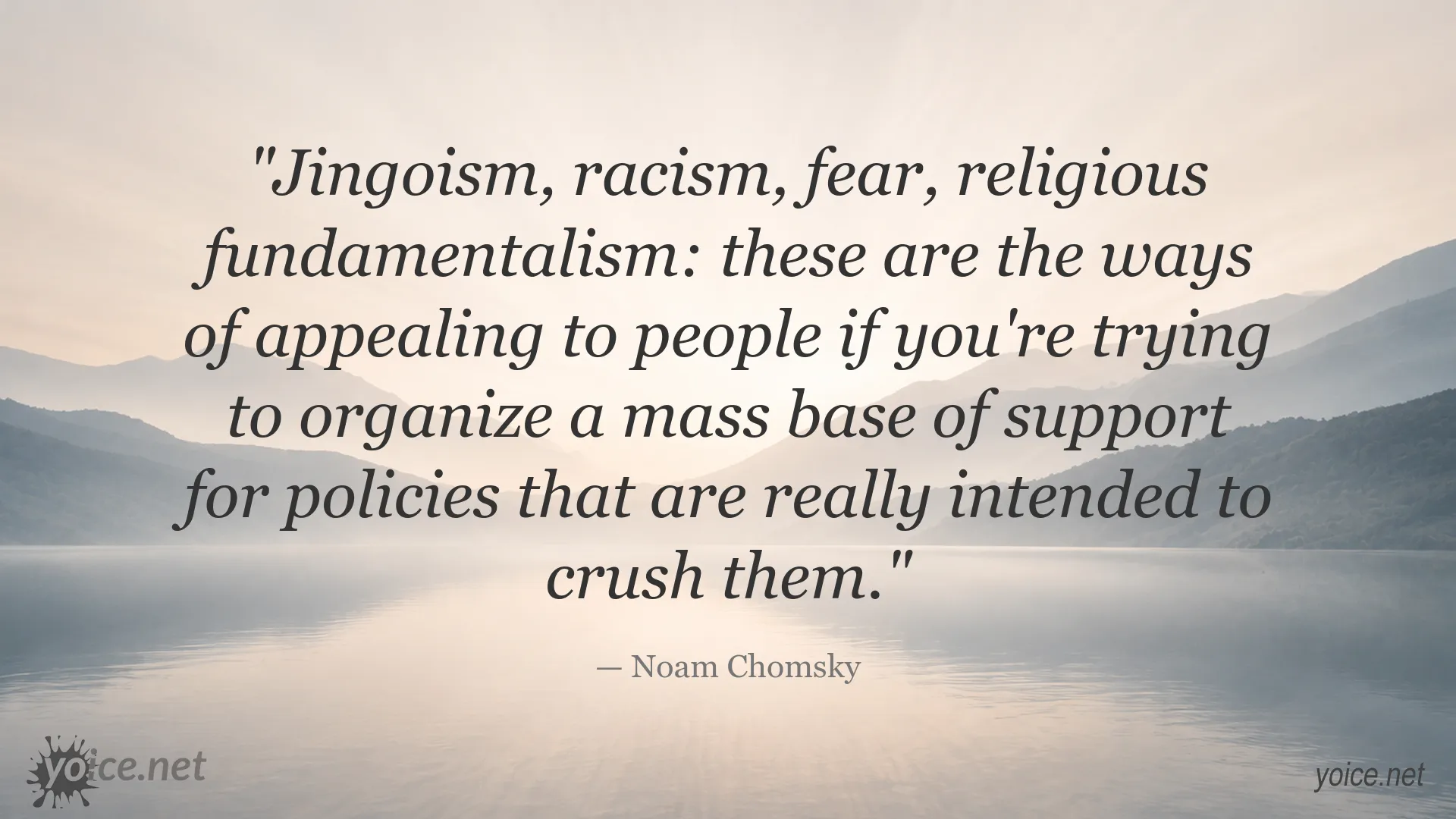 Noam Chomsky quote about jingoism, racism, fear, and religious fundamentalism