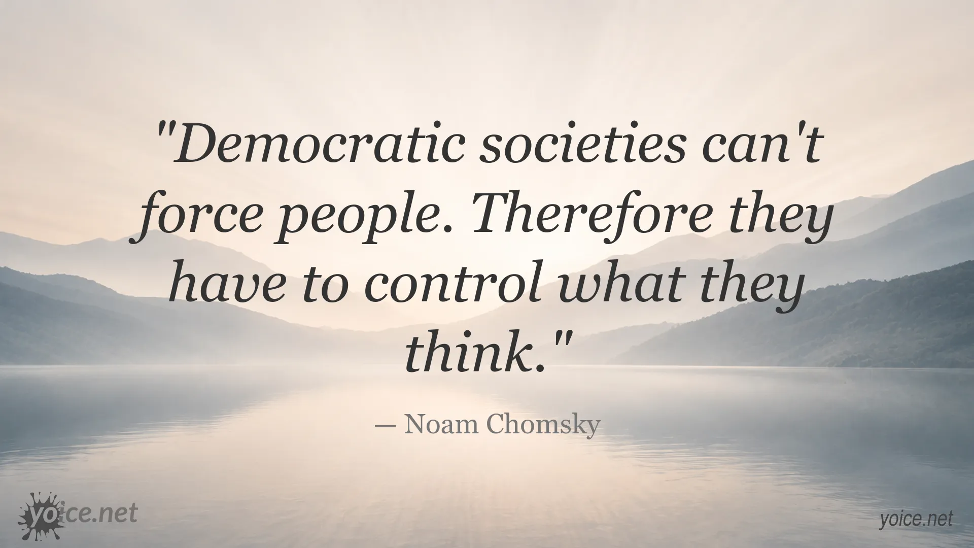 Quote image featuring Noam Chomsky on democracy and control