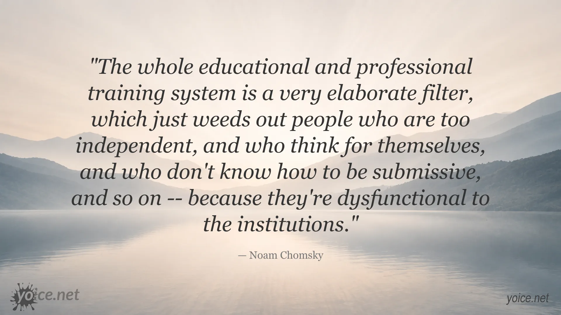 Noam Chomsky quote image about education, independence, and institutional conformity