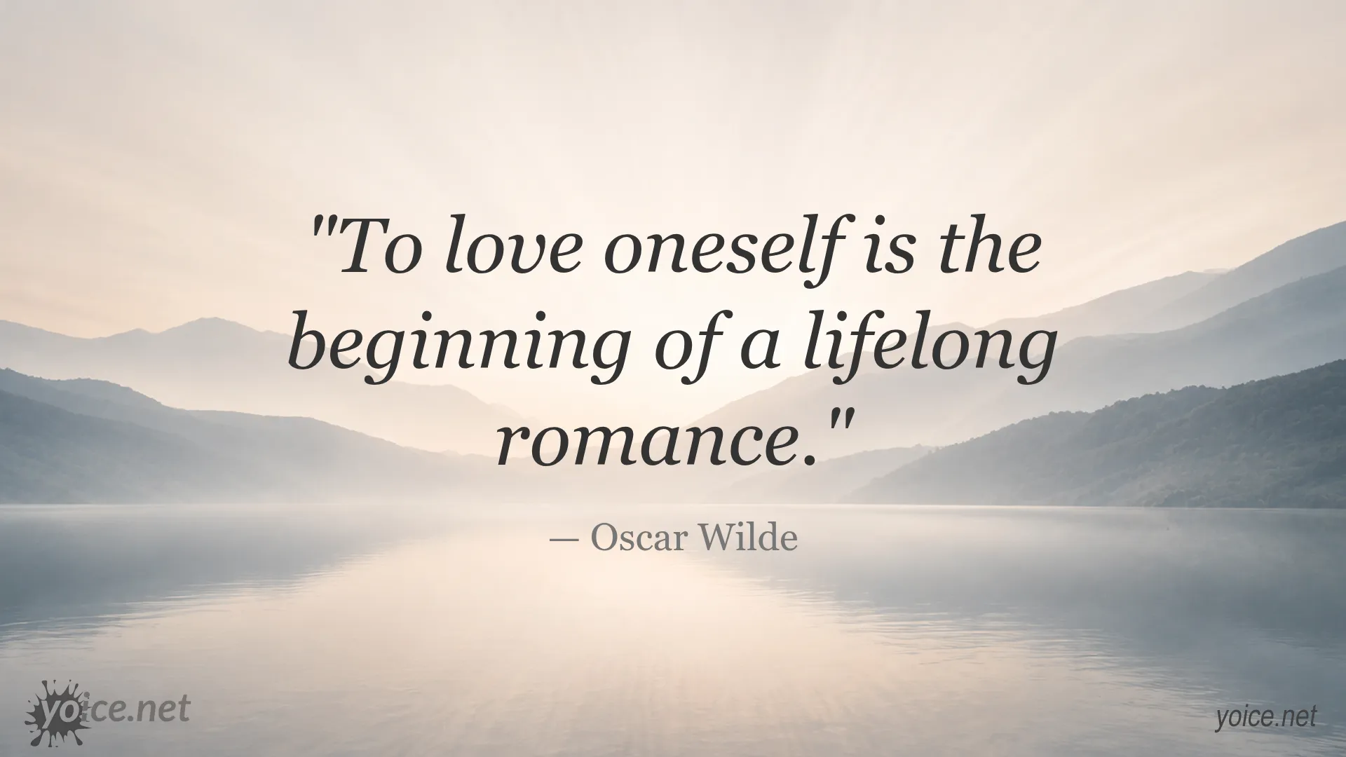 Oscar Wilde quote image about loving oneself and lifelong romance