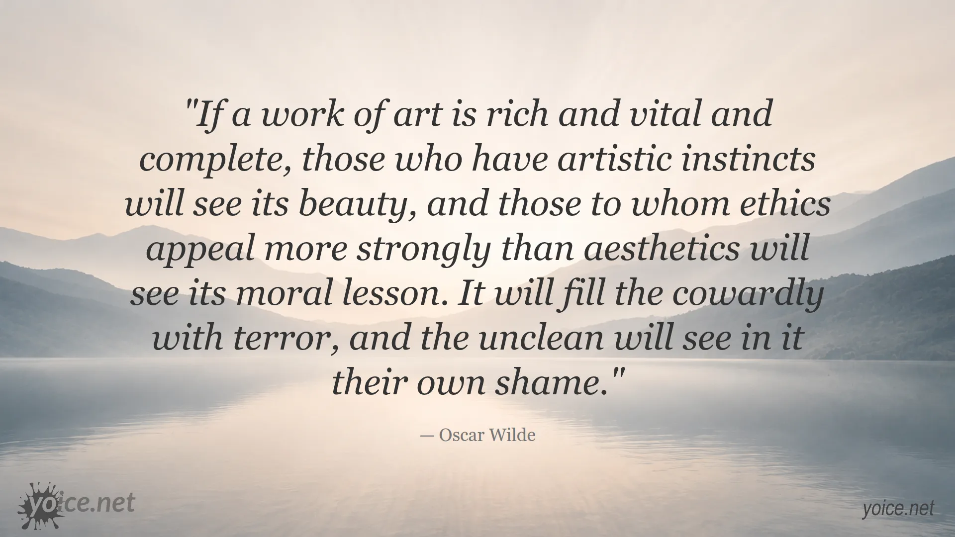 Oscar Wilde quote about art, aesthetics, ethics, and moral lessons