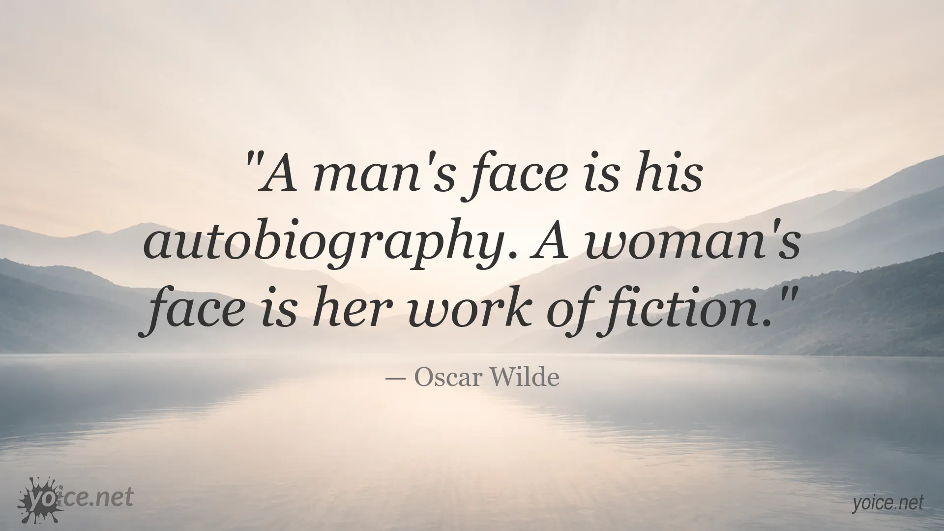 Oscar Wilde quote image about faces, identity, and gender roles