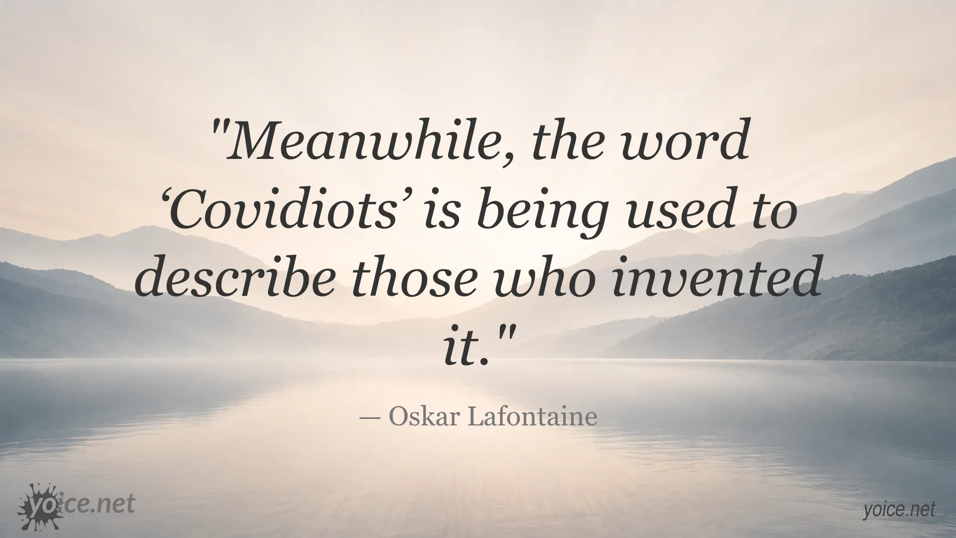 Quote by Oskar Lafontaine about the term 'Covidiots'