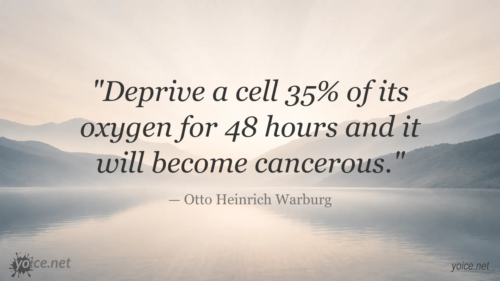 Quote by Otto Heinrich Warburg about oxygen deprivation causing cancer