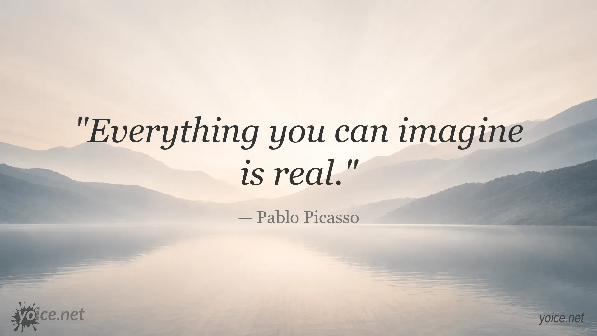 Inspirational Pablo Picasso quote about imagination and reality