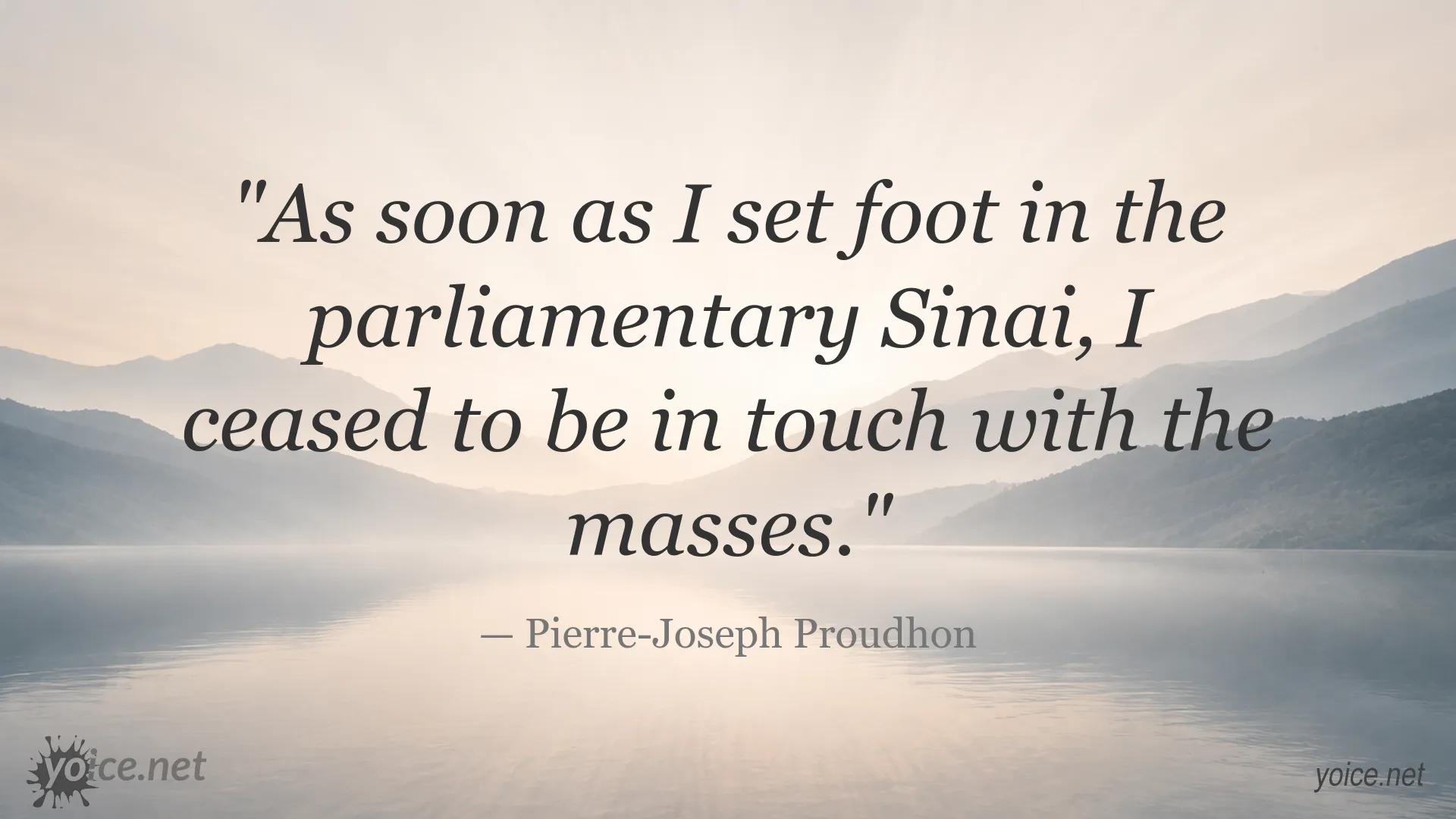 Quote image featuring Pierre-Joseph Proudhon and the phrase Parliamentary Sinai