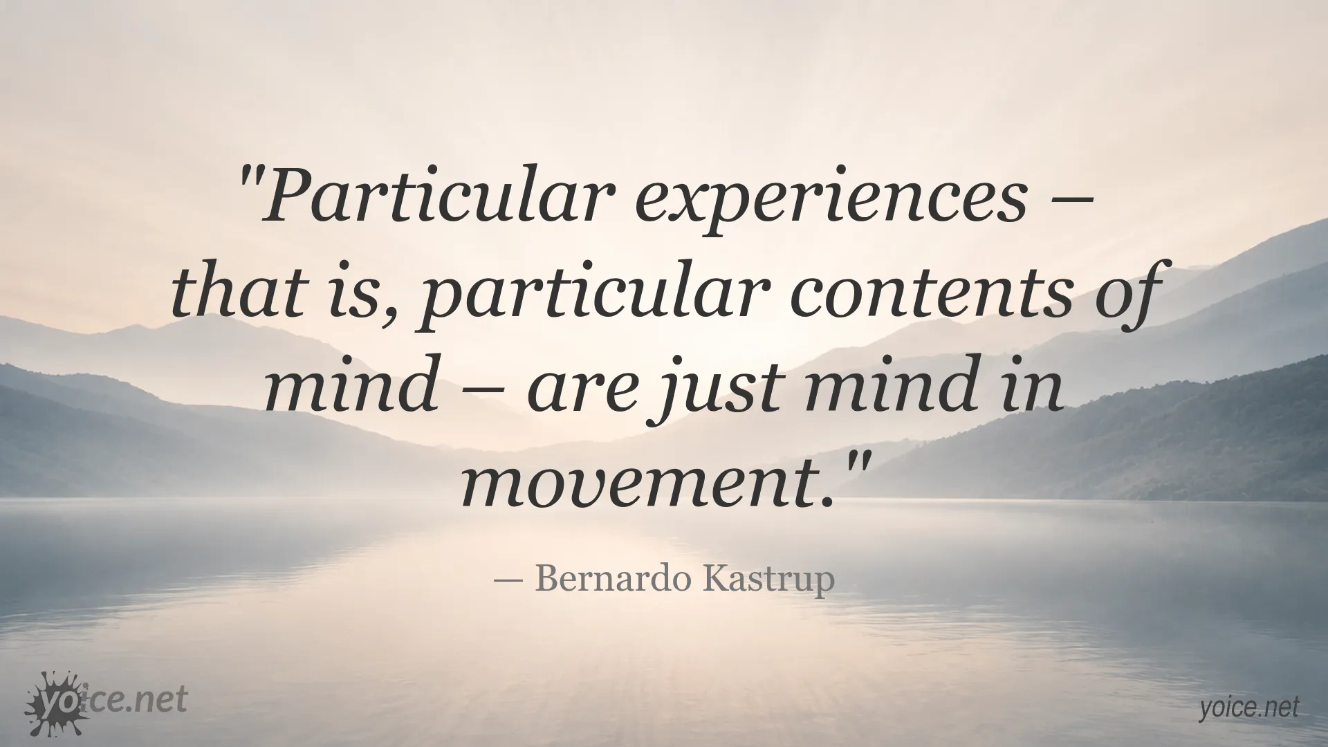 Quote by Bernardo Kastrup about particular experiences being mind in movement