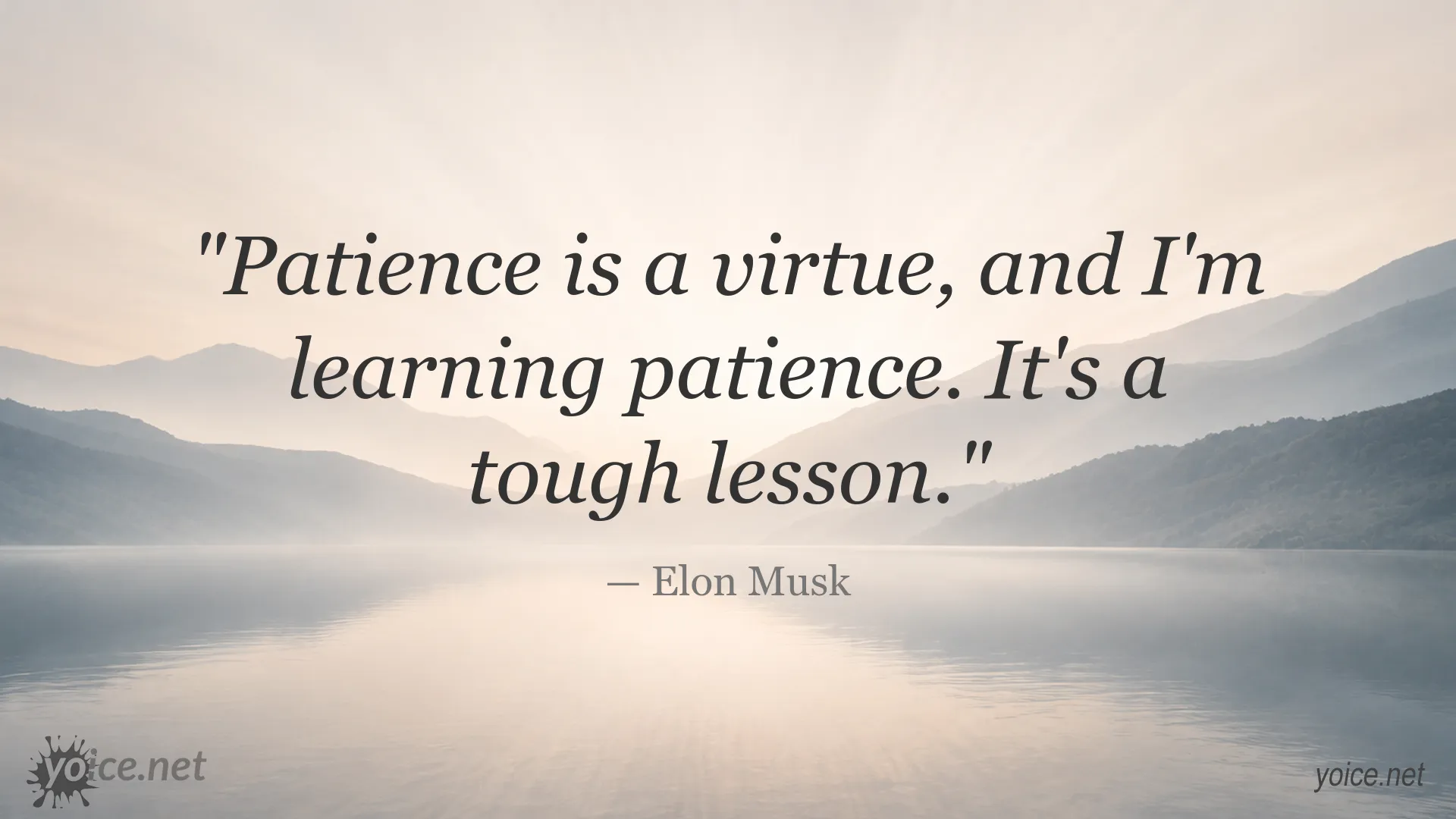 Inspirational patience quote image attributed to Elon Musk