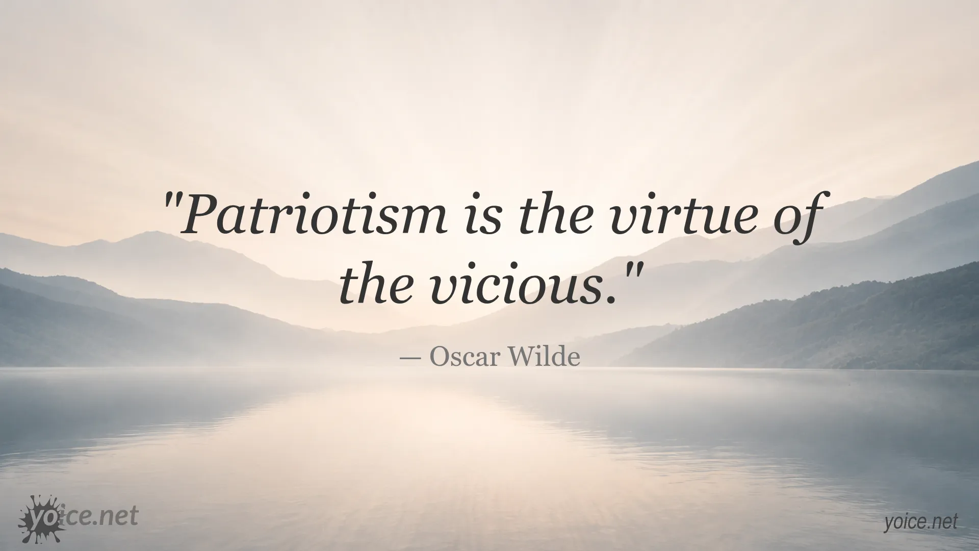 Quote image featuring Oscar Wilde's quote about patriotism and virtue
