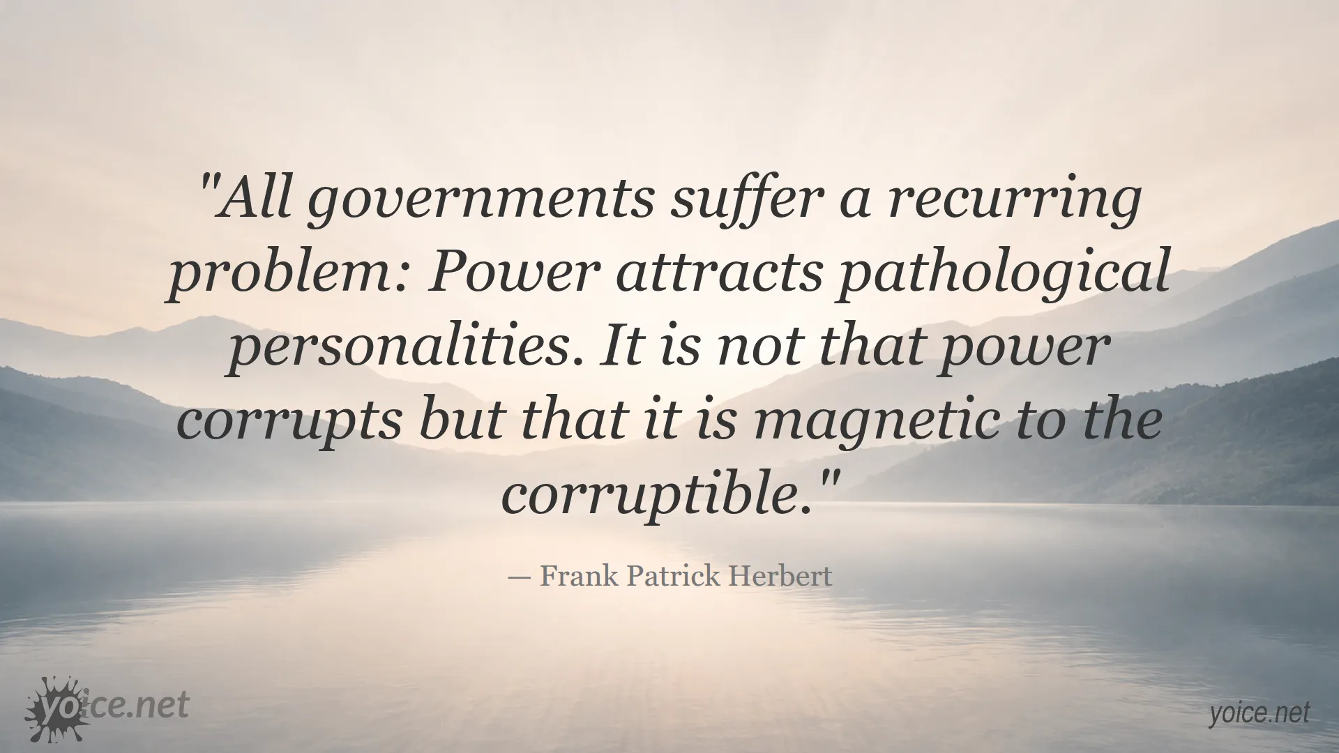 Power and corruption quote graphic by Frank Patrick Herbert