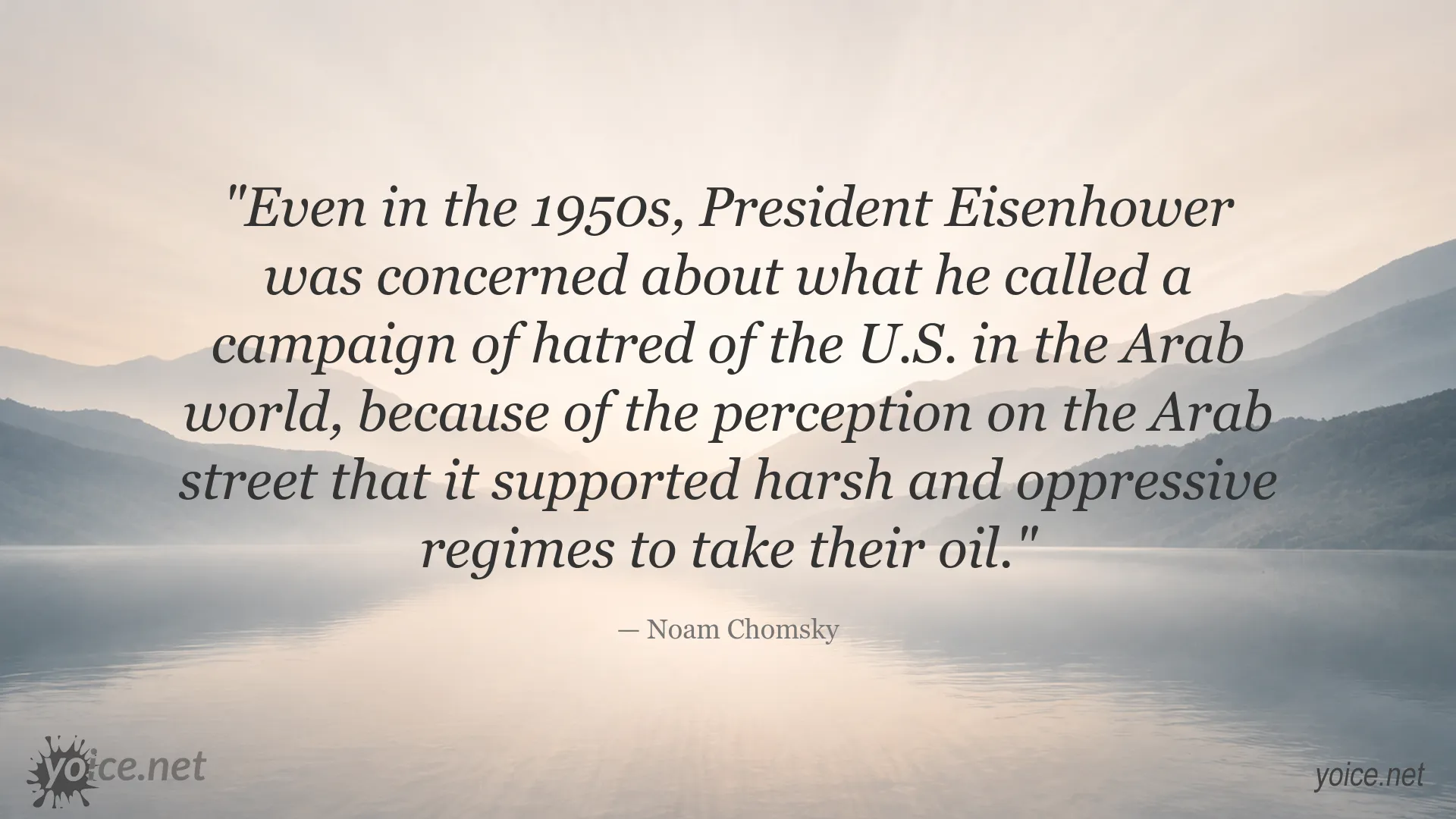 Noam Chomsky quote about President Eisenhower and anti-American sentiment in the Arab world