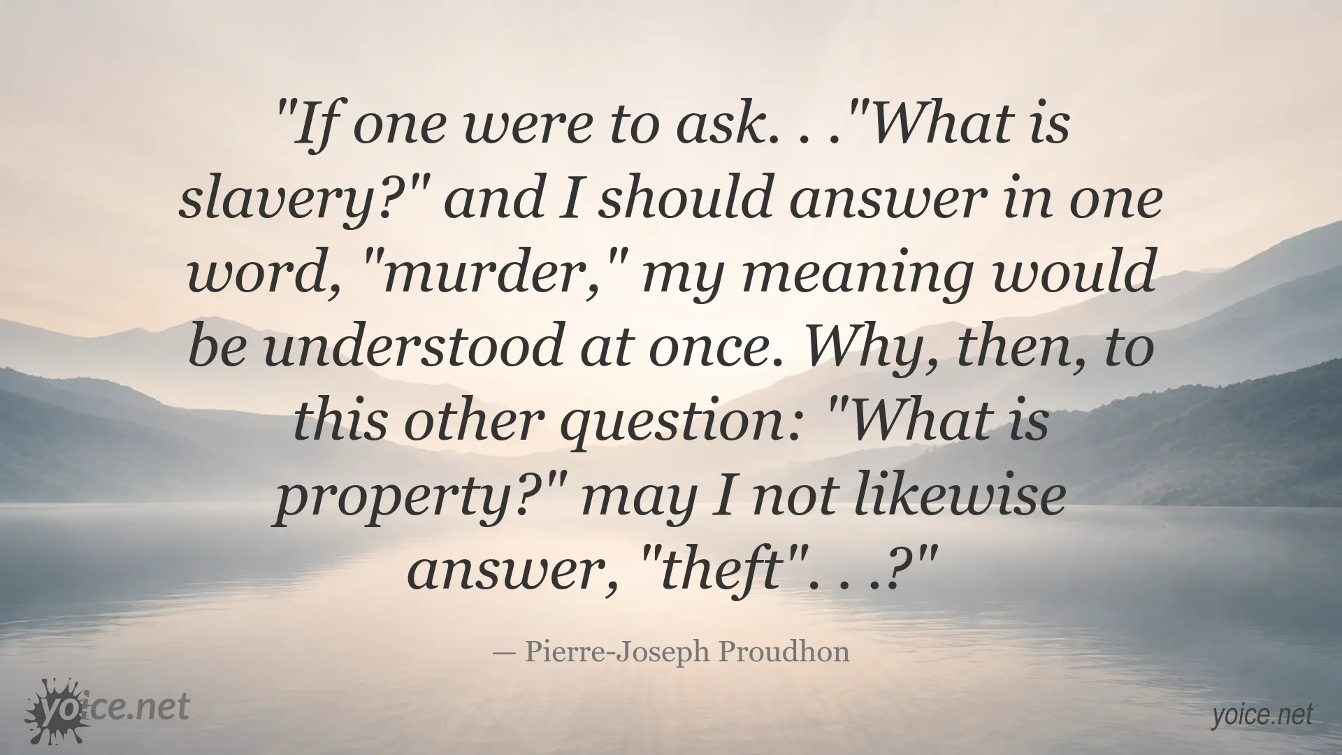 Quote image featuring Pierre-Joseph Proudhon on the relationship between property and theft