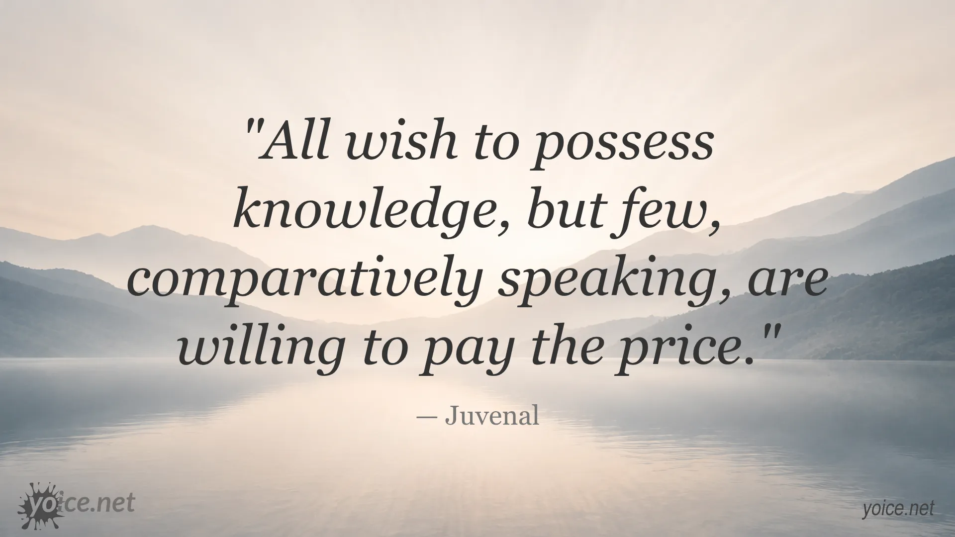 Quote by Juvenal about knowledge and willingness to pay the price