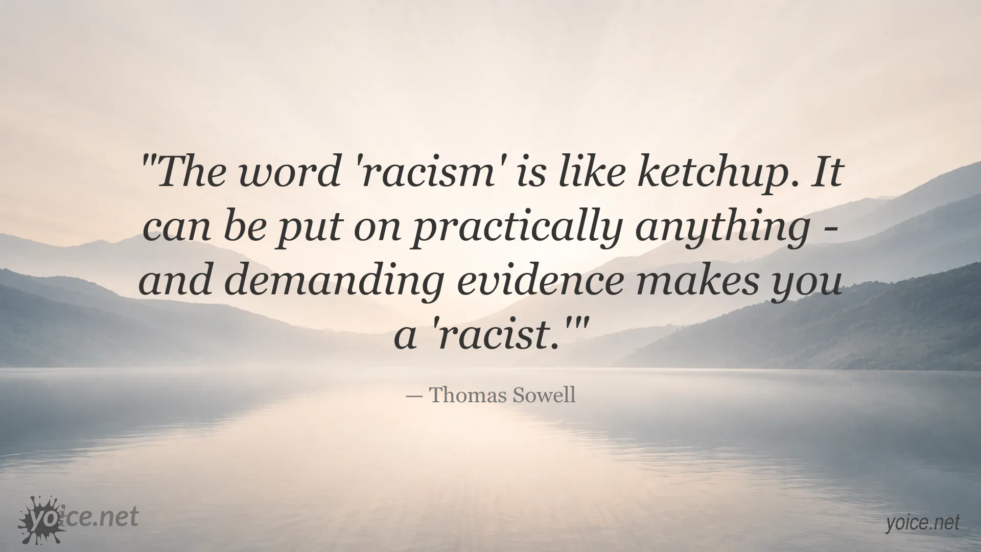 Thomas Sowell quote about the word racism and demanding evidence