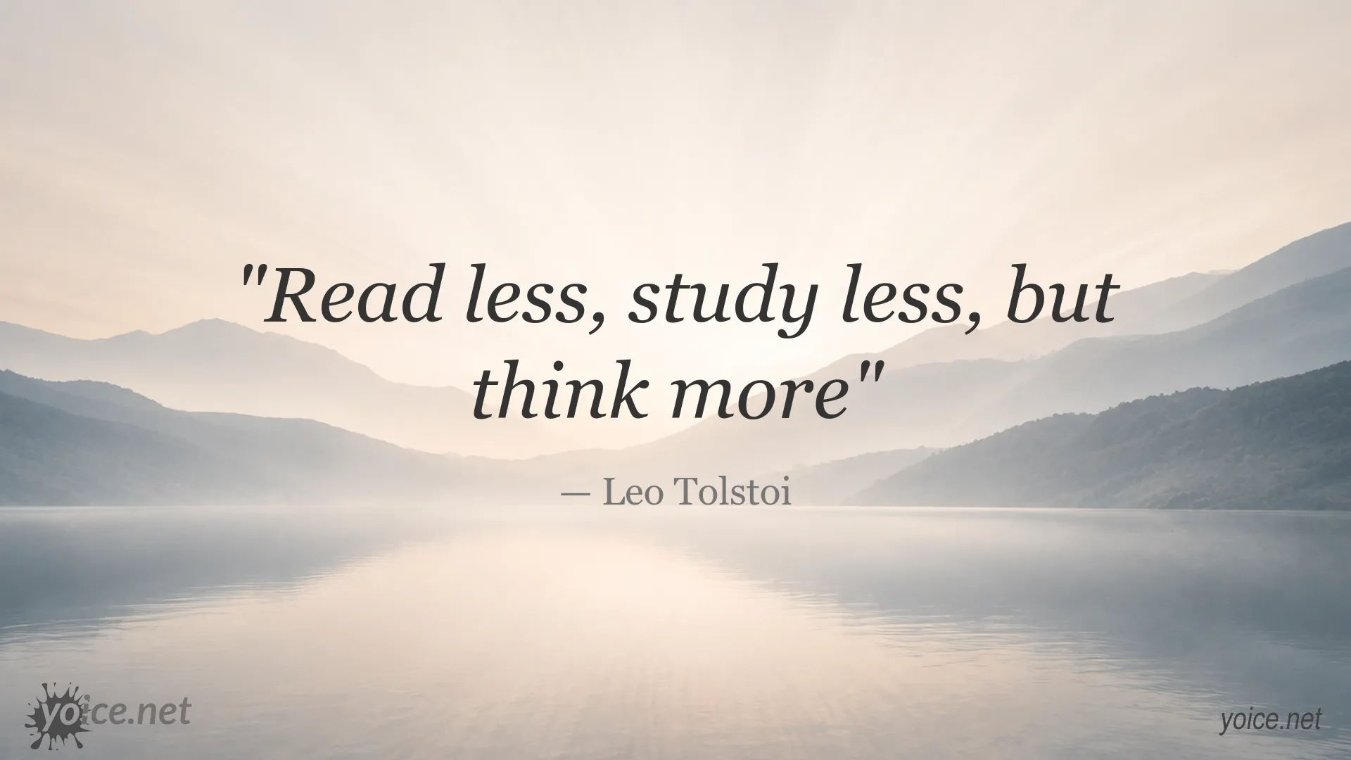 Quote image featuring a reading and thinking quote by Leo Tolstoi