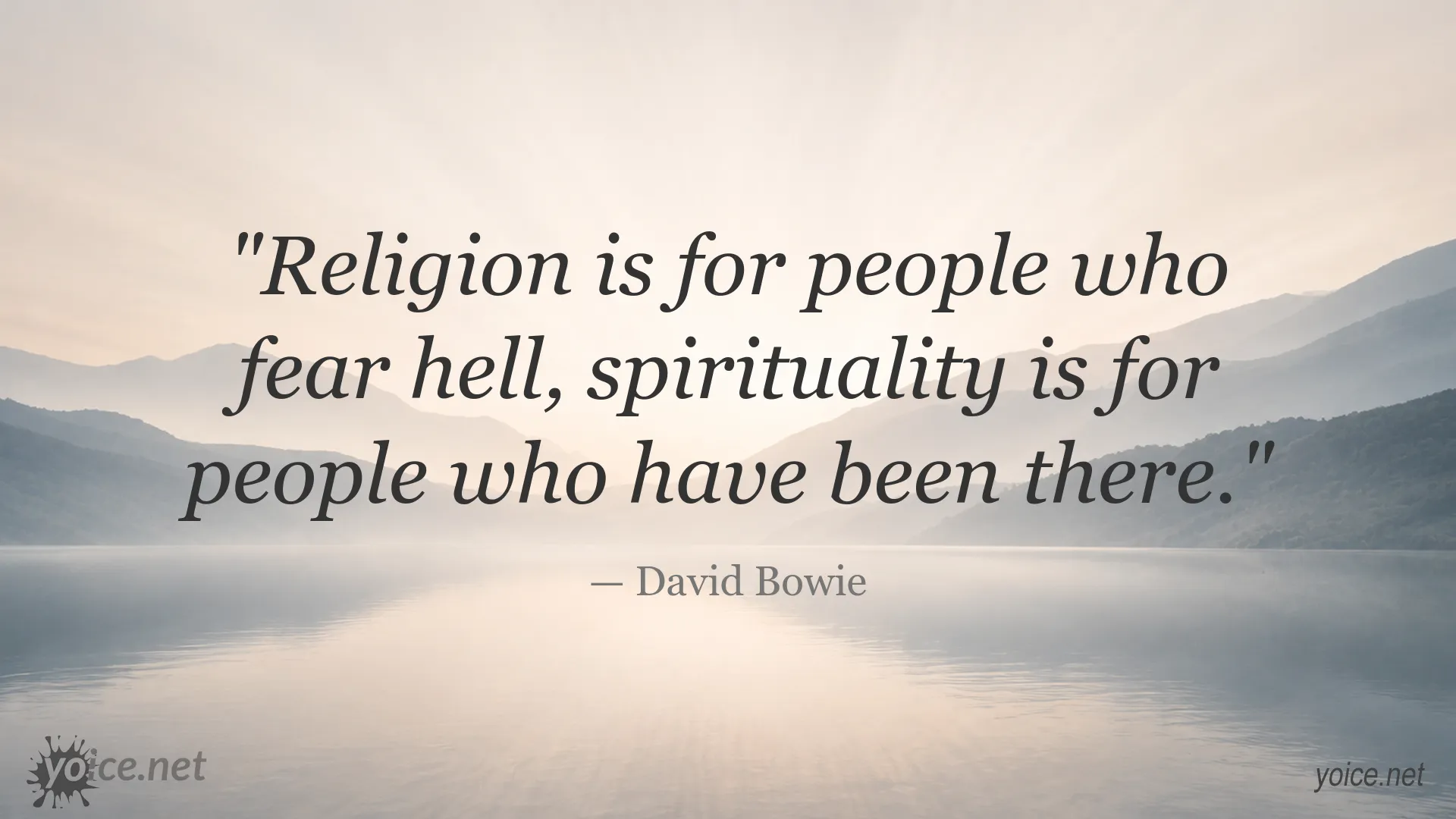 Religion and spirituality quote graphic attributed to David Bowie
