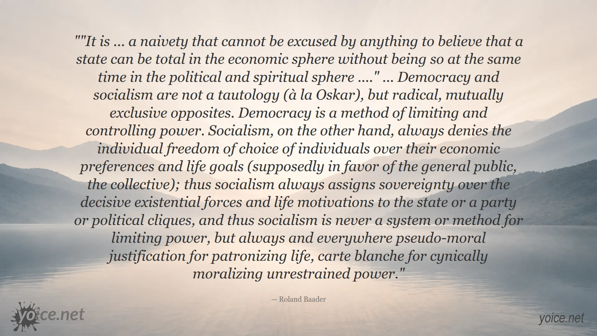 Quote about why democracy and socialism are incompatible by Roland Baader
