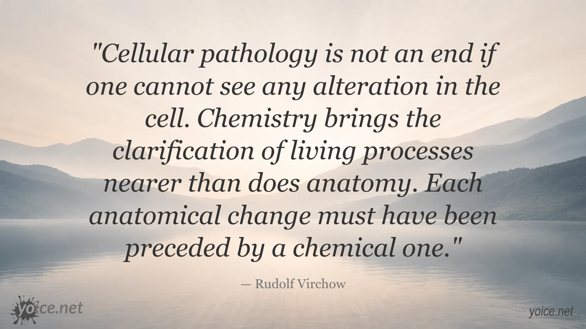 Quote image featuring Rudolf Virchow on cellular pathology and chemistry
