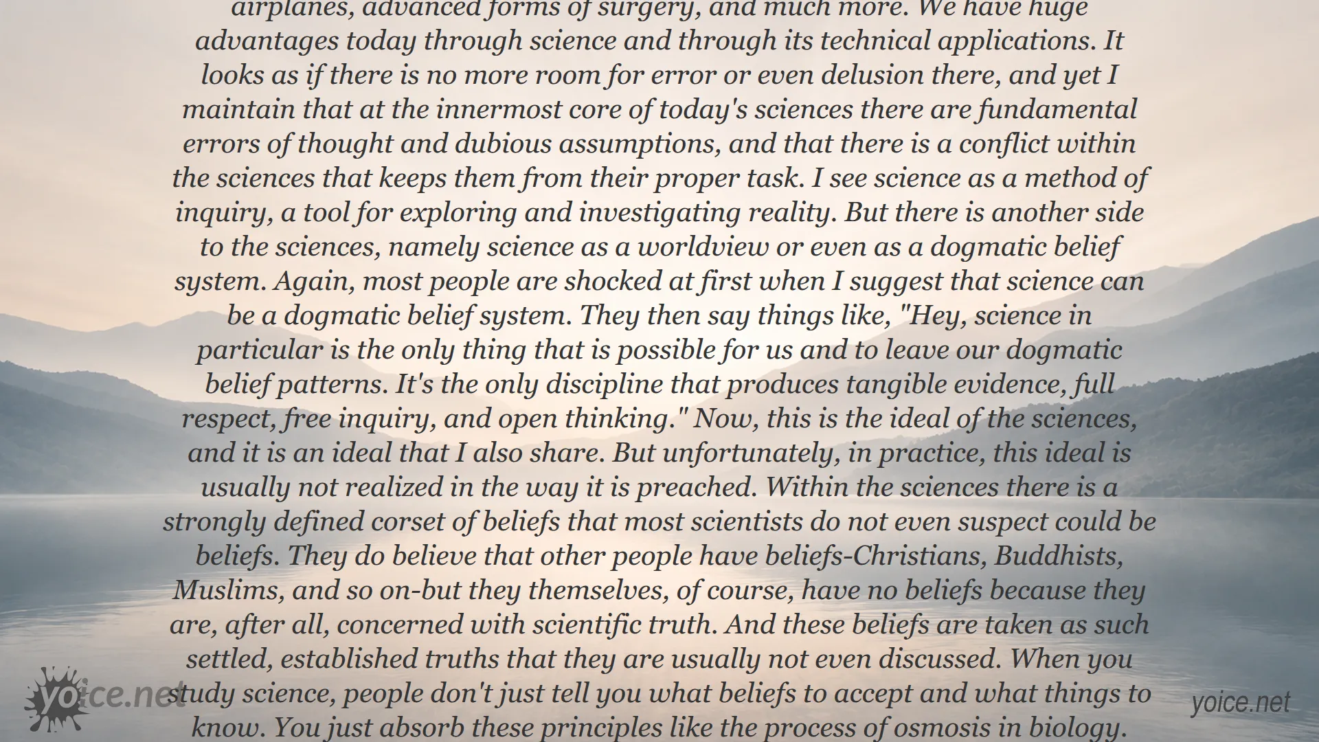 Quote by Rupert Sheldrake about the fundamental errors and dogmatic belief within modern science