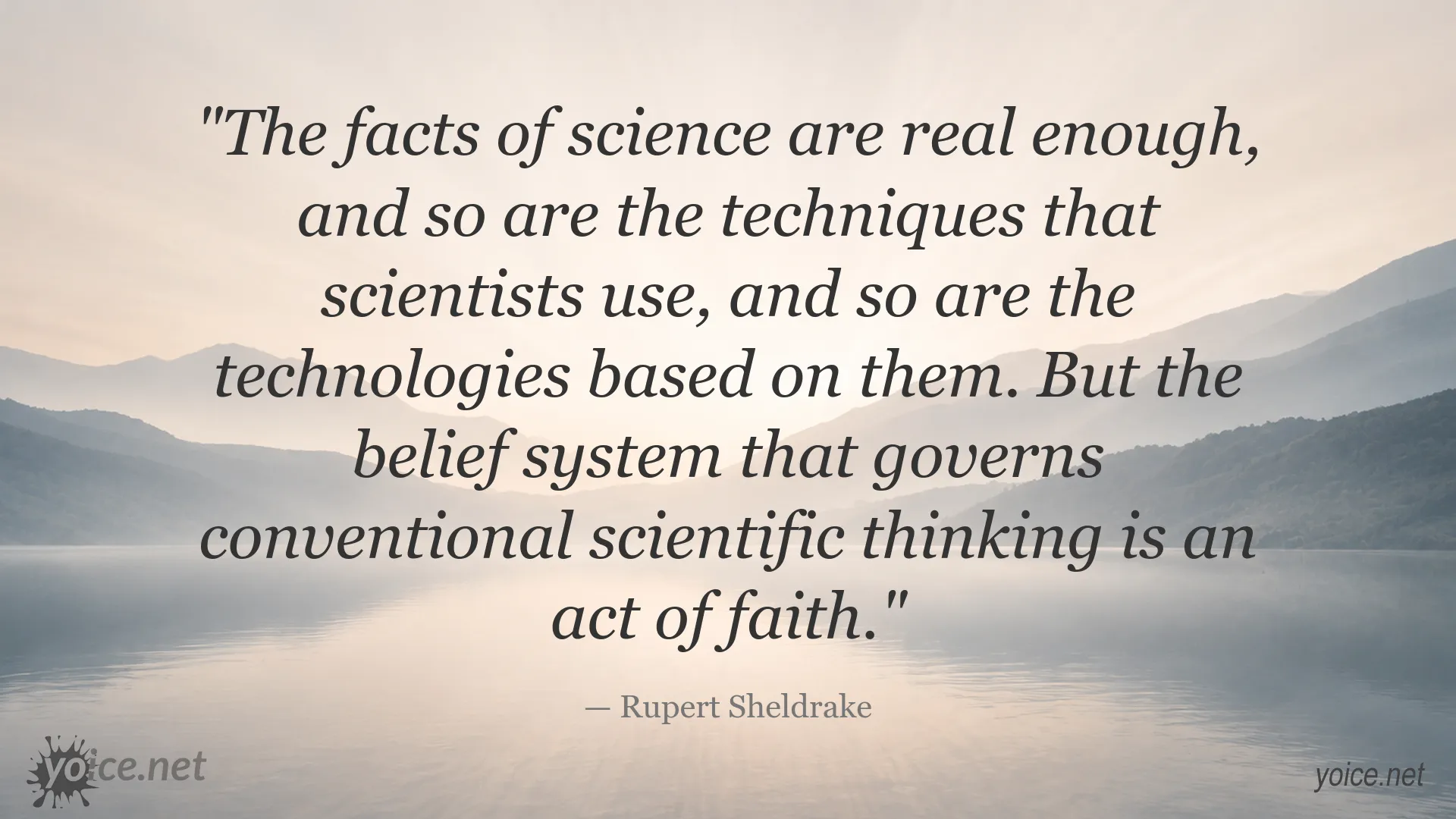 Quote image featuring Rupert Sheldrake on science and belief systems
