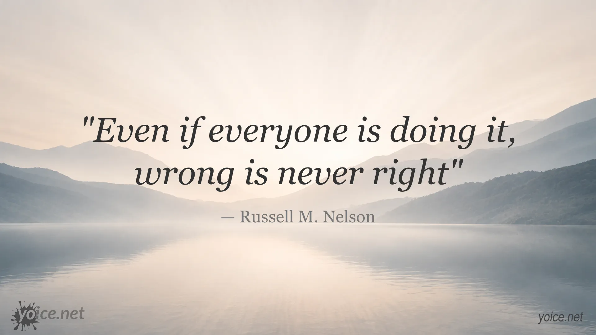 Quote by Russell M. Nelson saying Even if everyone is doing it, wrong is never right