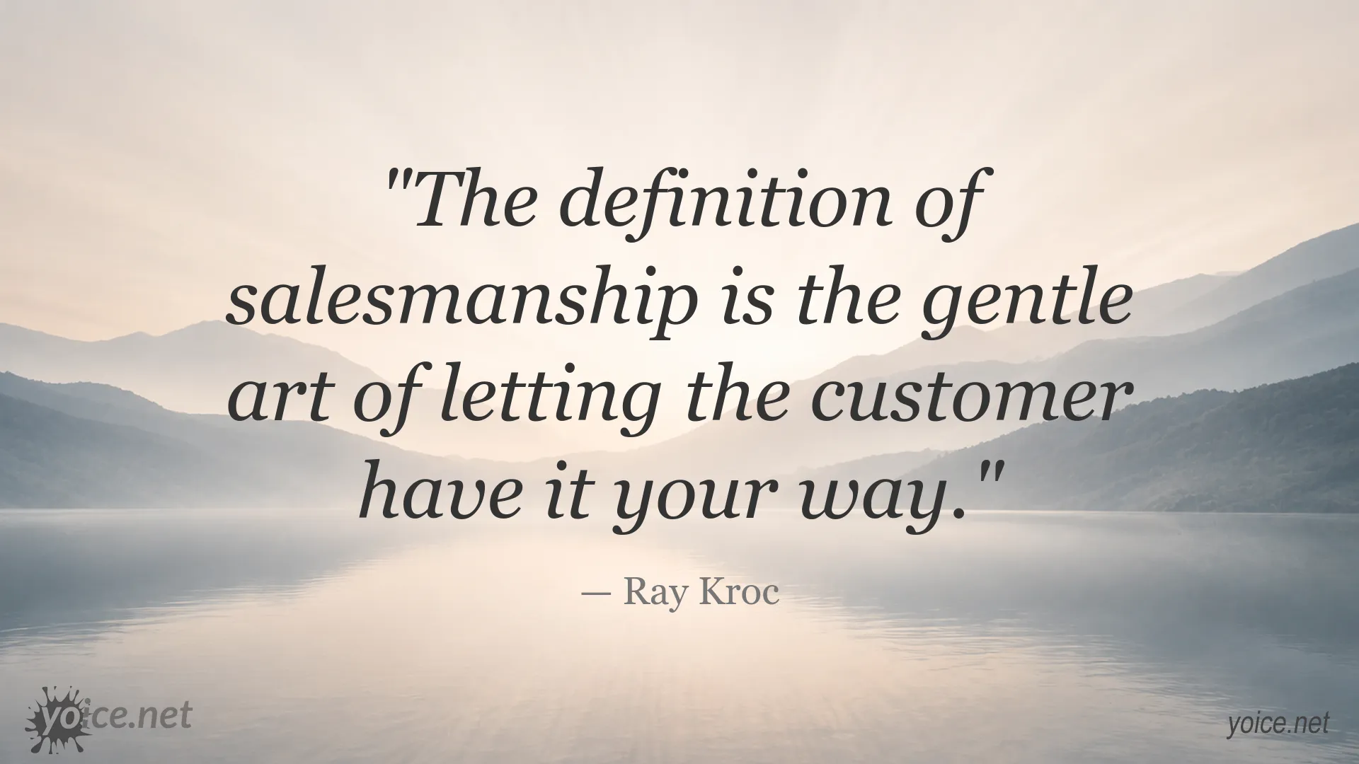 Salesmanship quote image featuring Ray Kroc
