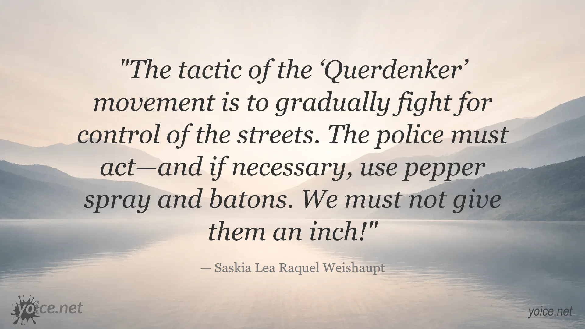 Quote by Saskia Lea Raquel Weishaupt about the Querdenker movement and police action
