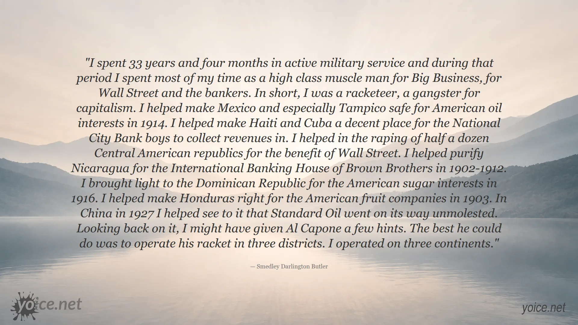 Quote by Smedley Darlington Butler revealing his views on military service supporting capitalism