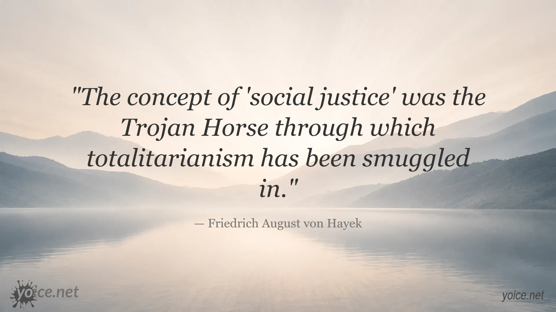 Quote about social justice as a Trojan horse for totalitarianism by Friedrich August von Hayek