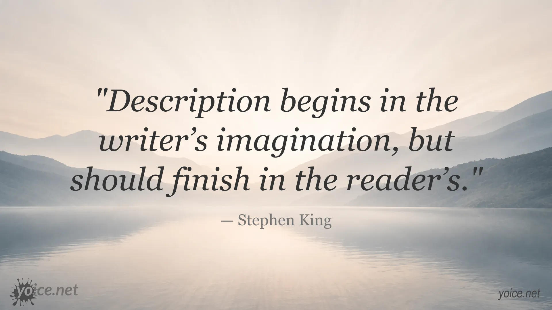 Stephen King quote about description and imagination