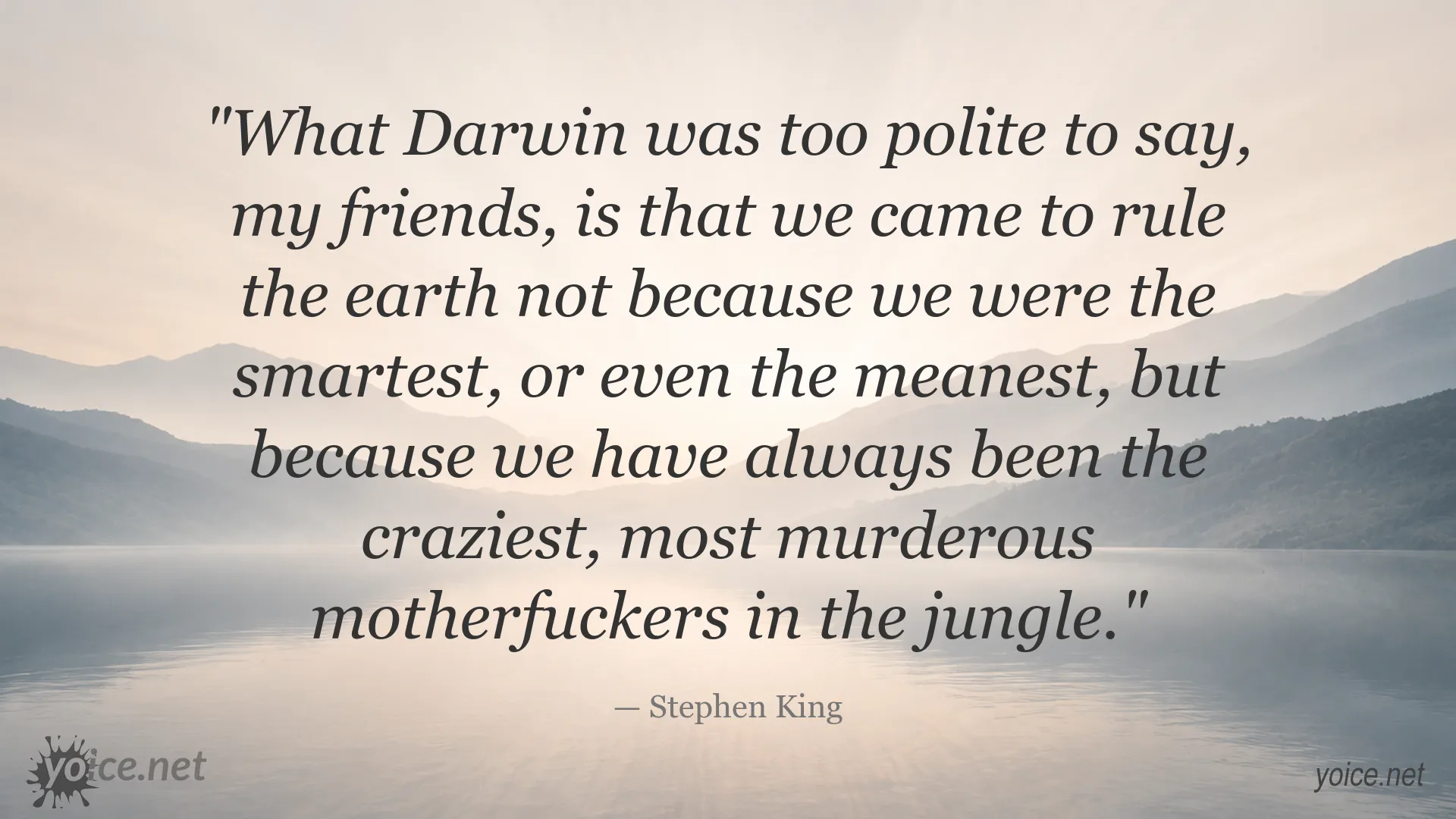 Stephen King quote about human evolution and dominance