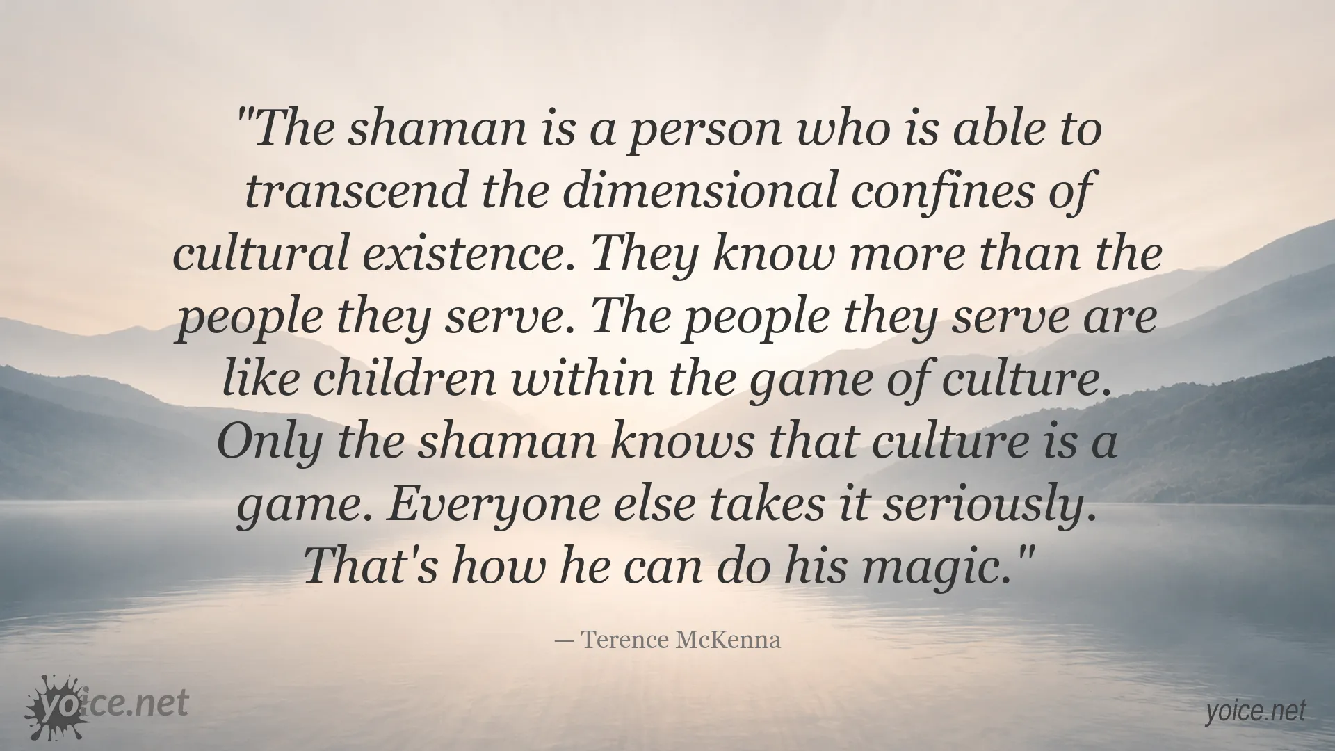 Terence McKenna quote about shamanism, culture, and transcending cultural existence