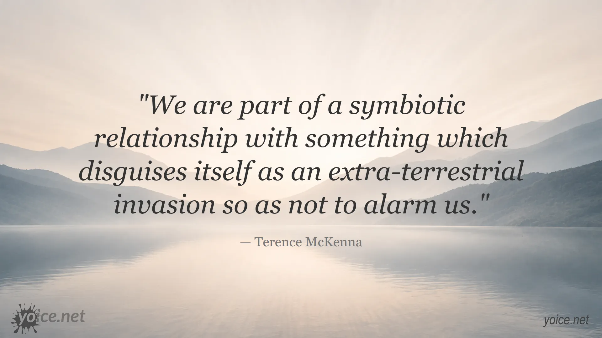 Quote by Terence McKenna about symbiotic relationship and extra-terrestrial invasion