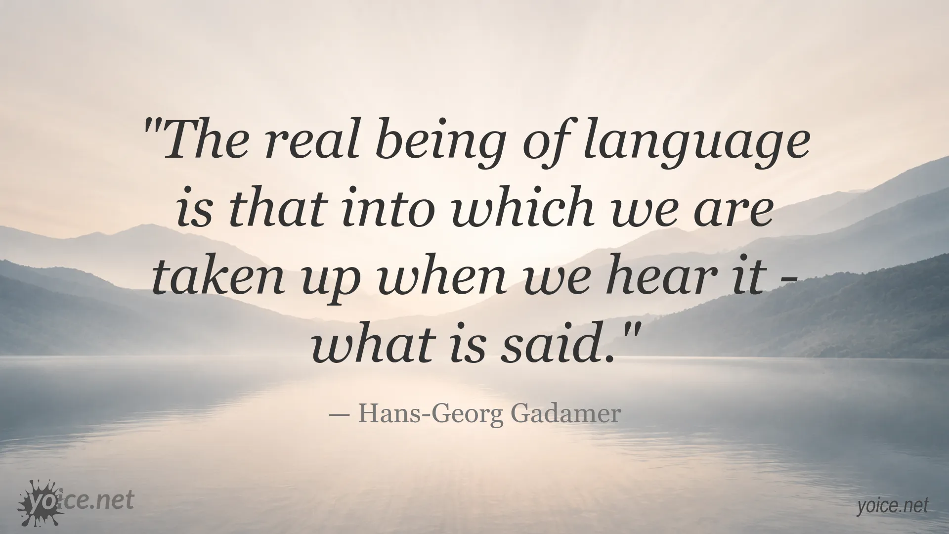 Quote image featuring Hans-Georg Gadamer on the being of language