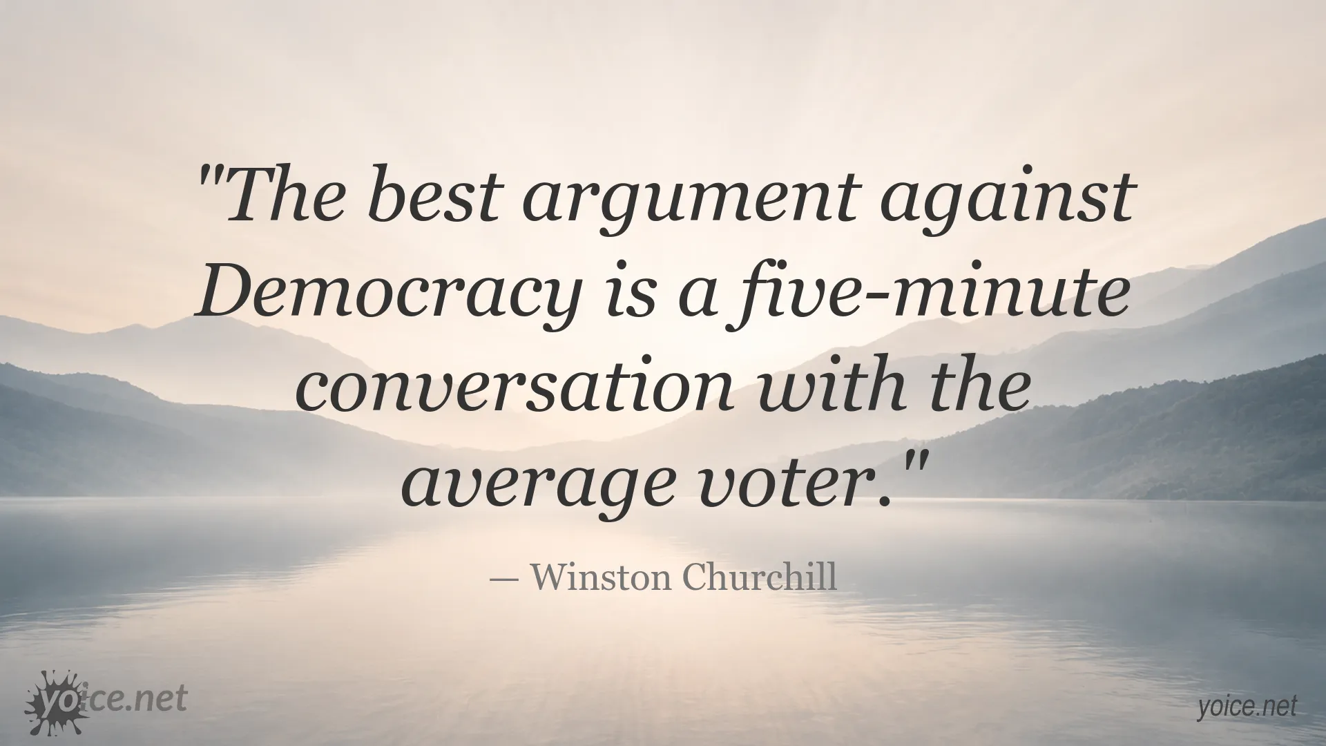 Winston Churchill quote image about democracy and the average voter