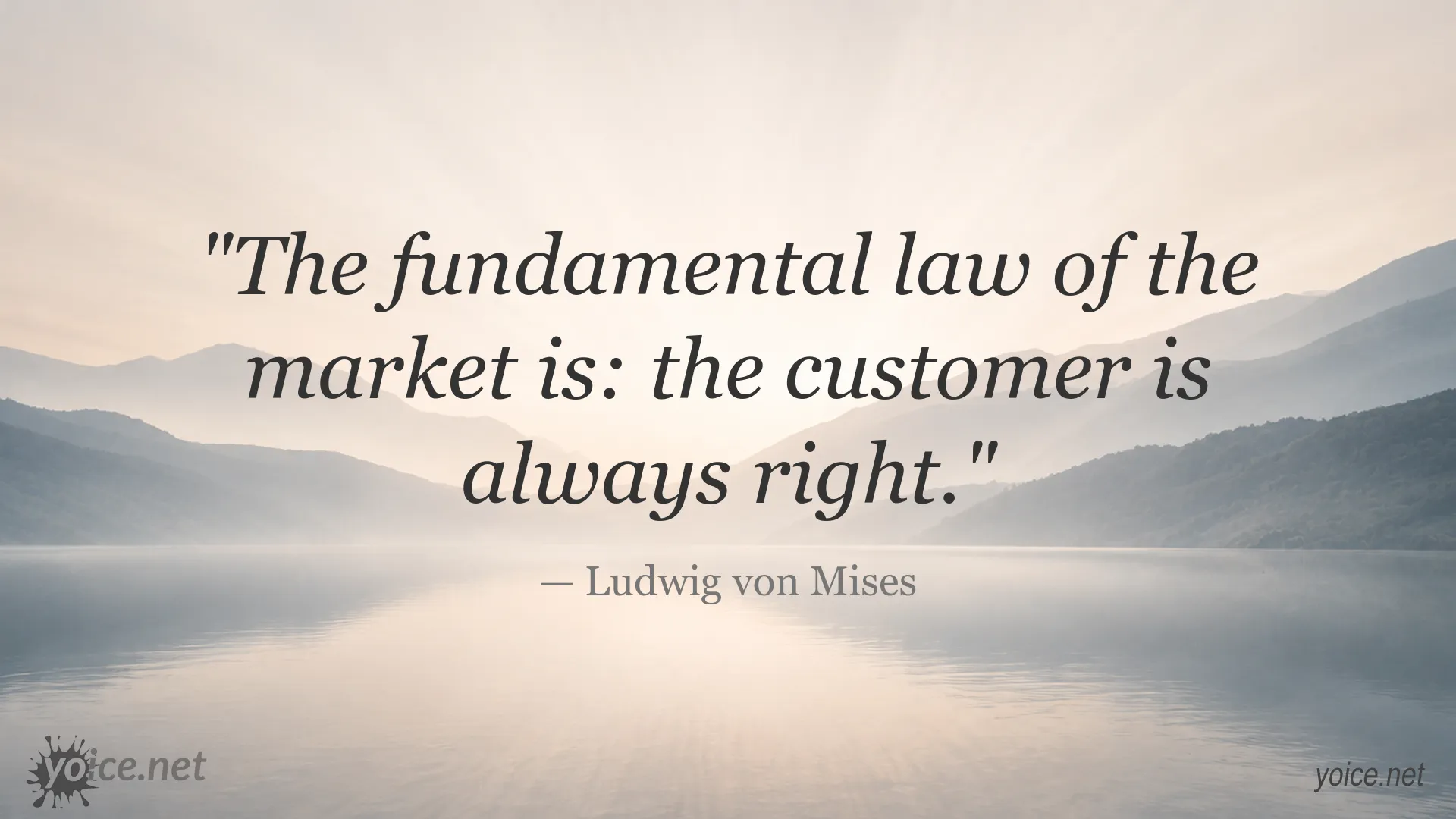 Quote image featuring Ludwig von Mises and the fundamental law of the market