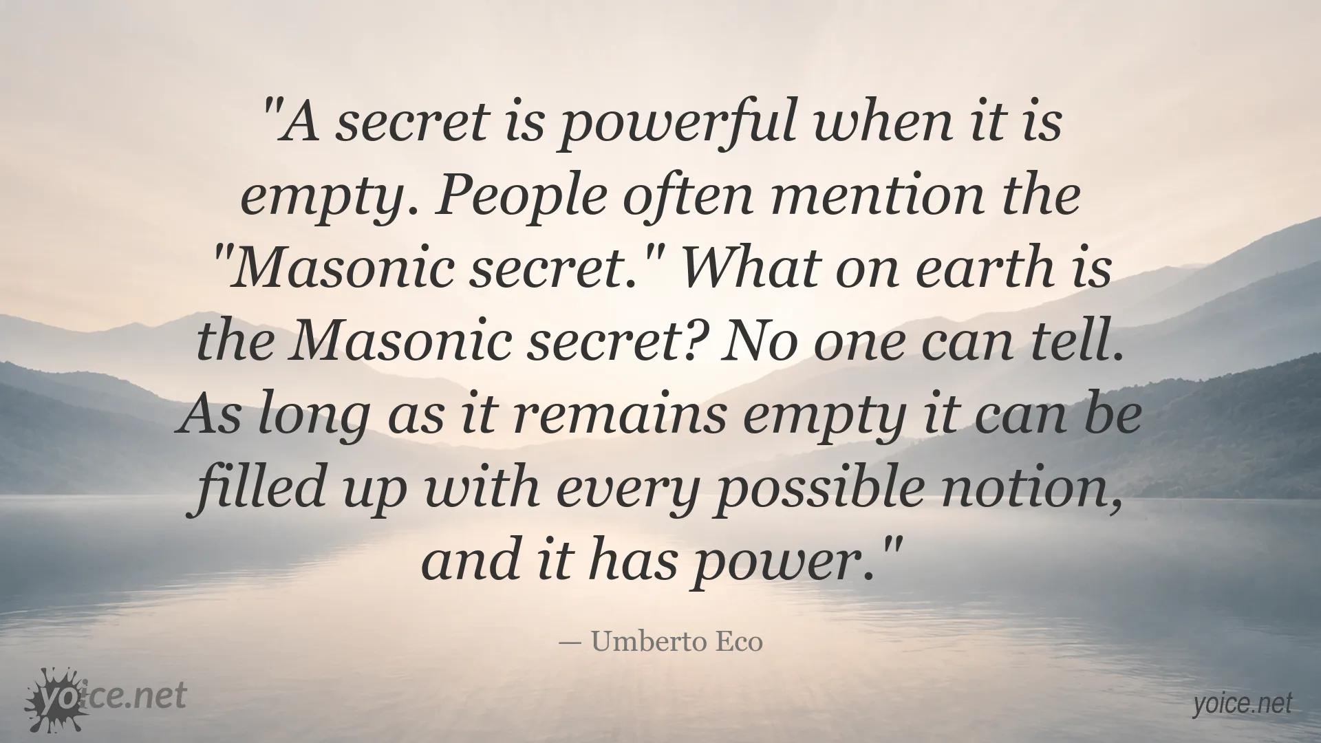 The Masonic Secret quote image featuring Umberto Eco