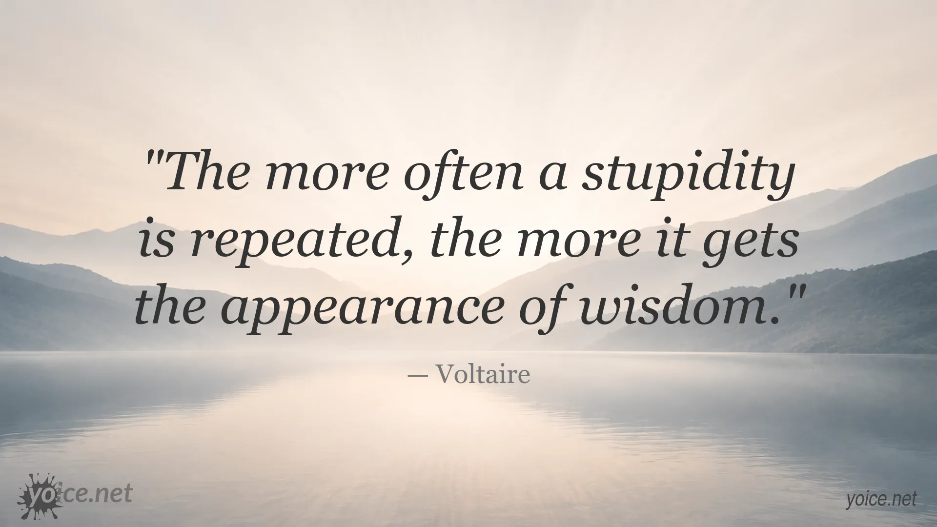 Voltaire quote about repeated stupidity appearing as wisdom