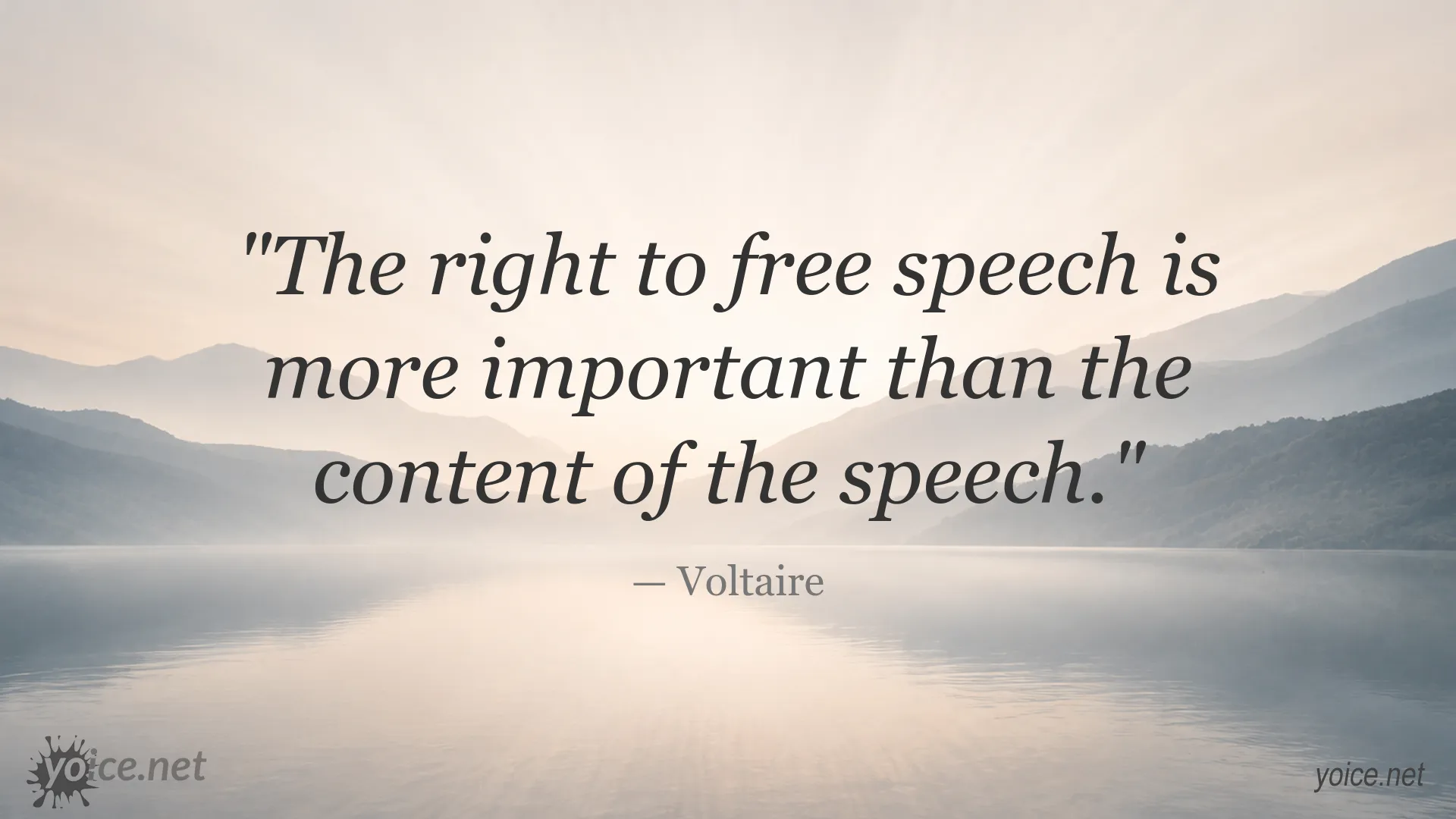 Inspirational free speech quote attributed to Voltaire