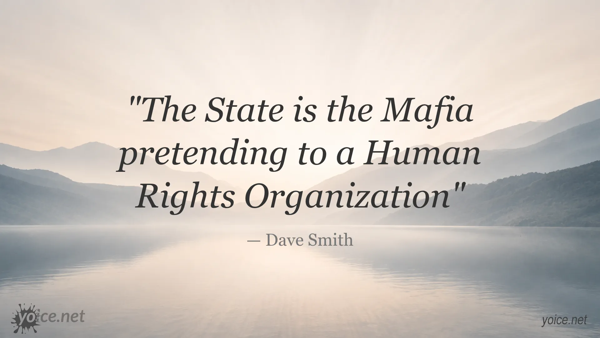 Quote by Dave Smith stating The State is the Mafia pretending to a Human Rights Organization