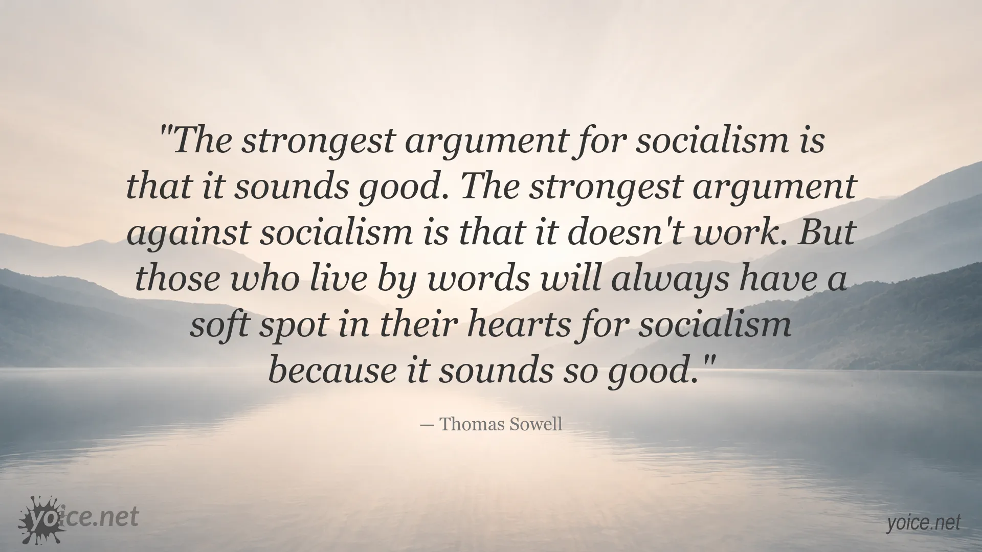 Thomas Sowell quote about the strongest arguments for and against socialism