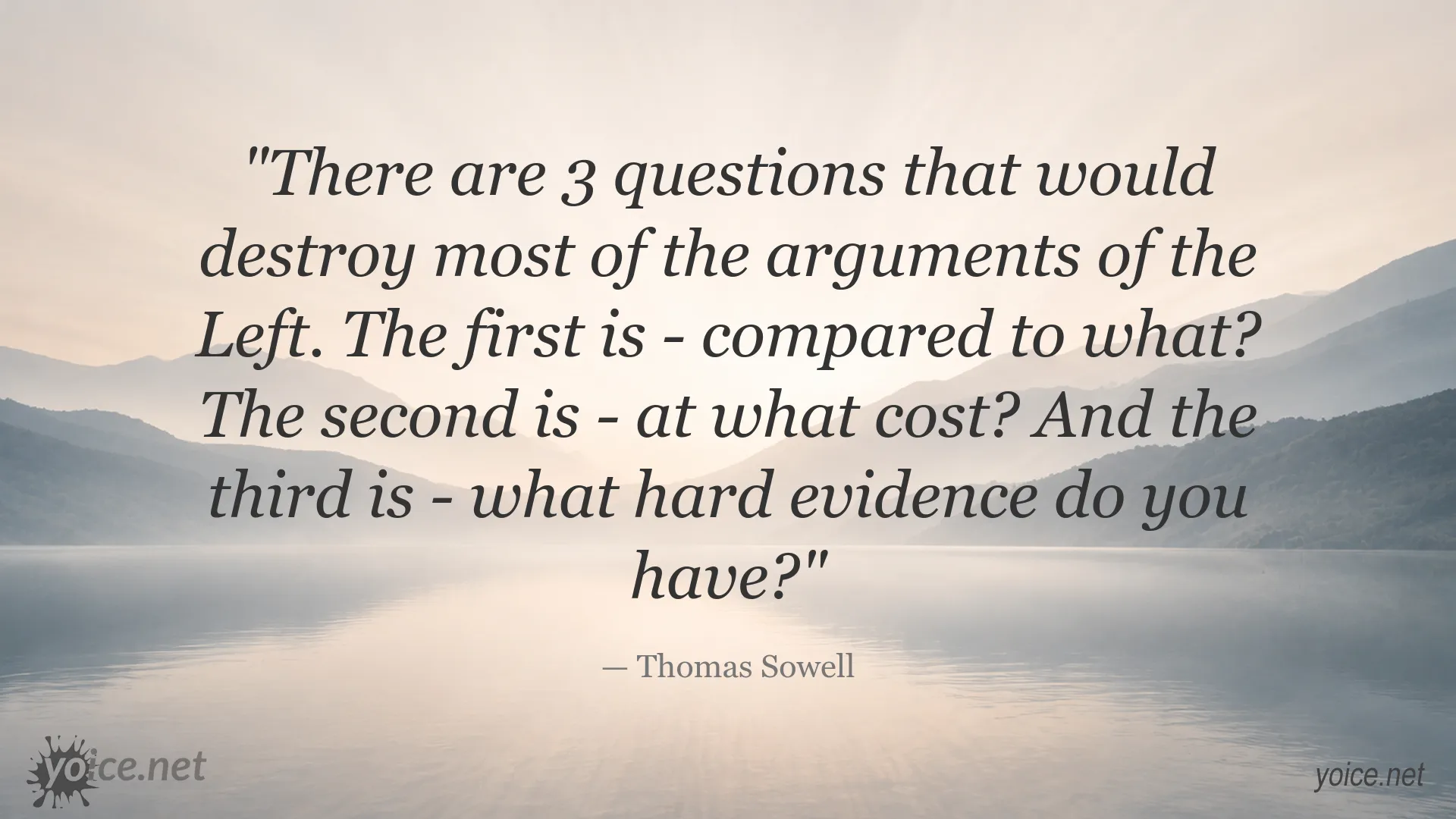 Thomas Sowell quote image about three critical questions for evaluating political arguments