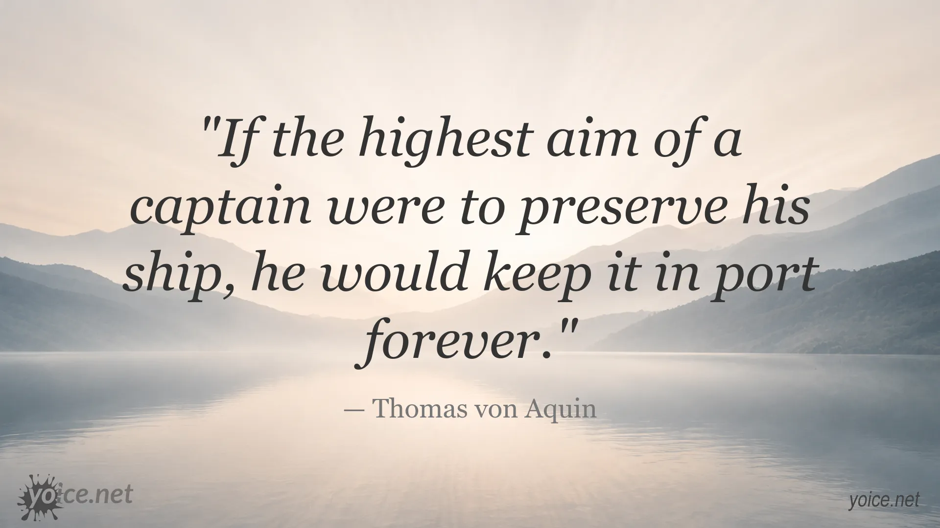 Inspirational quote image by Thomas von Aquin about courage and risk