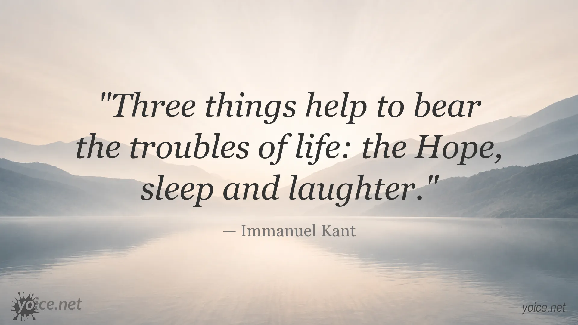 Inspirational quote by Immanuel Kant about hope sleep and laughter